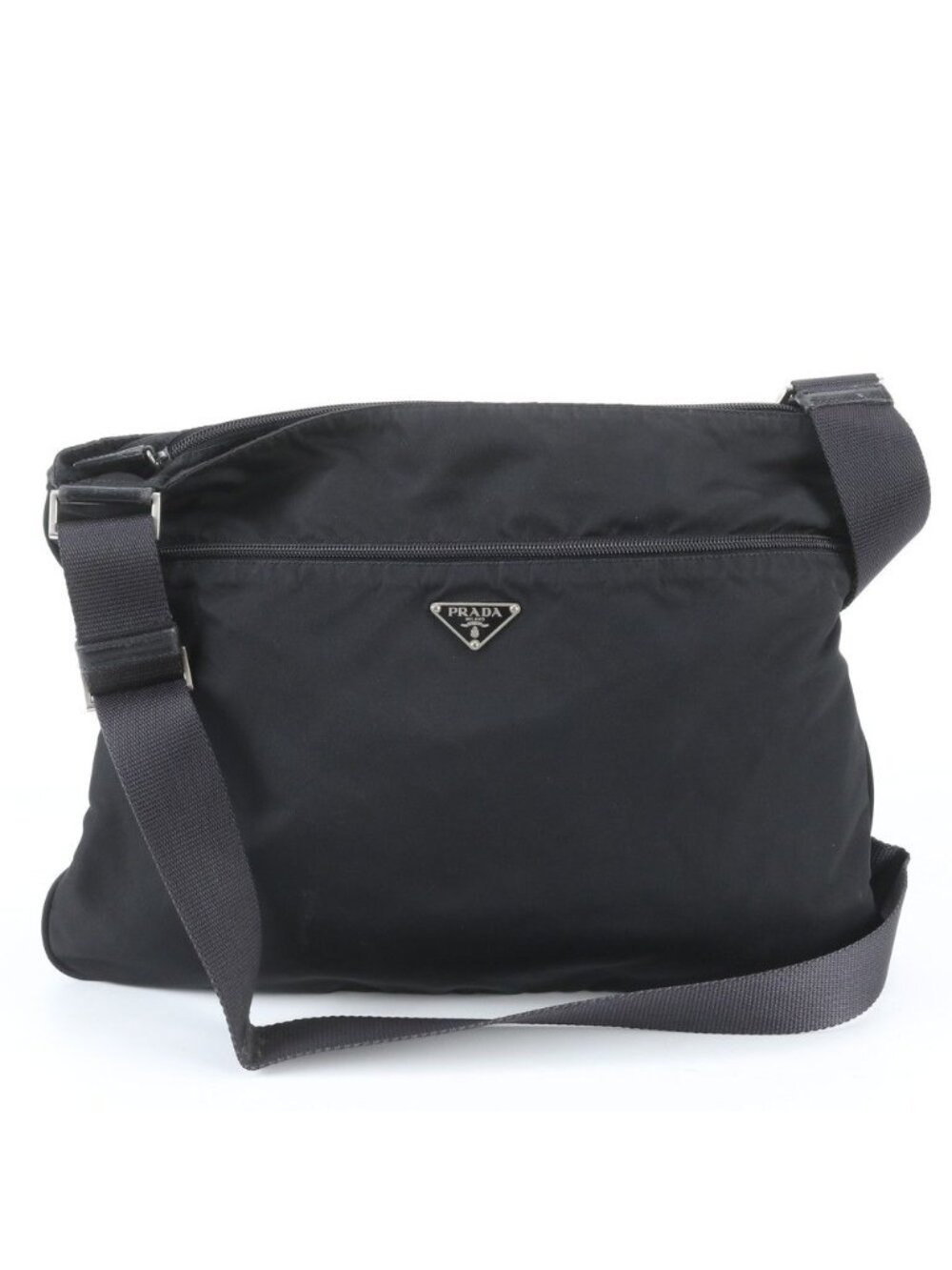Prada White Tag Yes Tessuto Nylon Triangle Logo Leather Shoulder Bag Crossbody